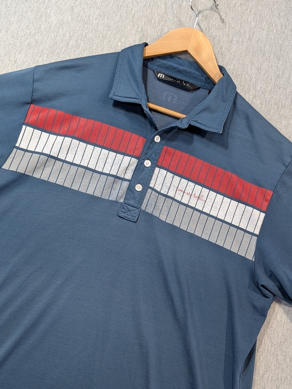 Travis Mathew Golf Polo Shirt Men's Large Blue Green Pima Cotton